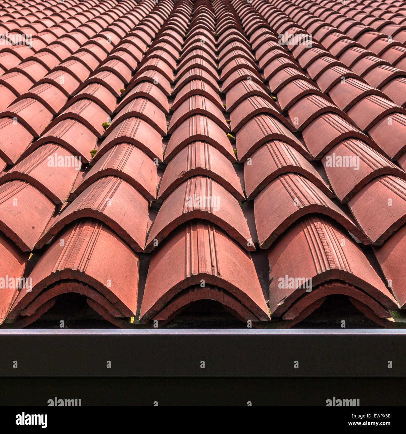 Front view of a tiled roof brown Stock Photo Alamy