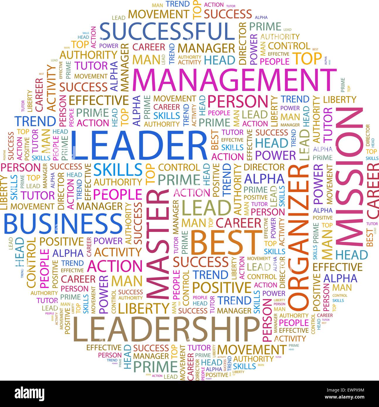 LEADER. Word cloud illustration. Tag cloud concept collage. Usable for ...