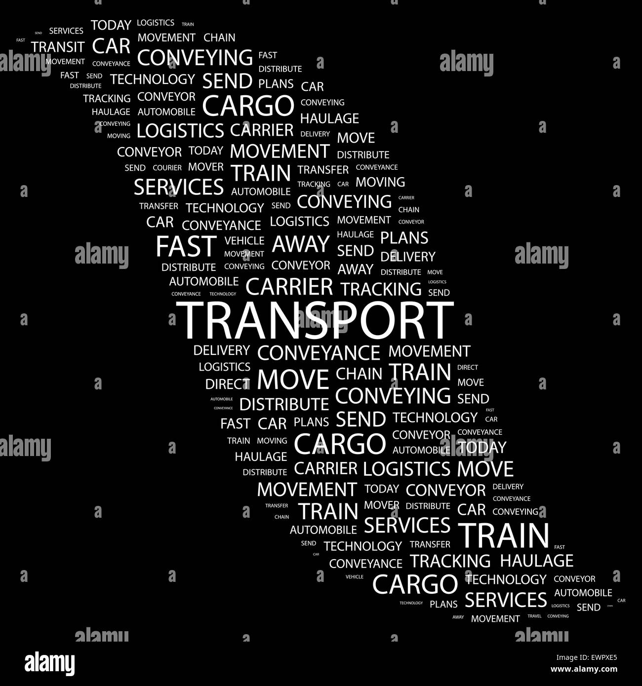 TRANSPORT. Background concept wordcloud illustration. Print concept word cloud. Graphic collage. Stock Vector