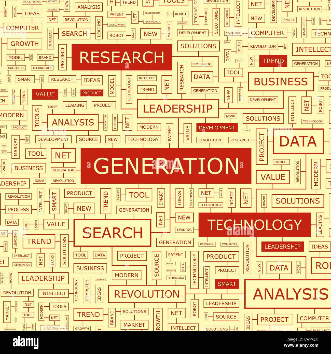 GENERATION. Word cloud illustration. Tag cloud concept collage. Usable for different business