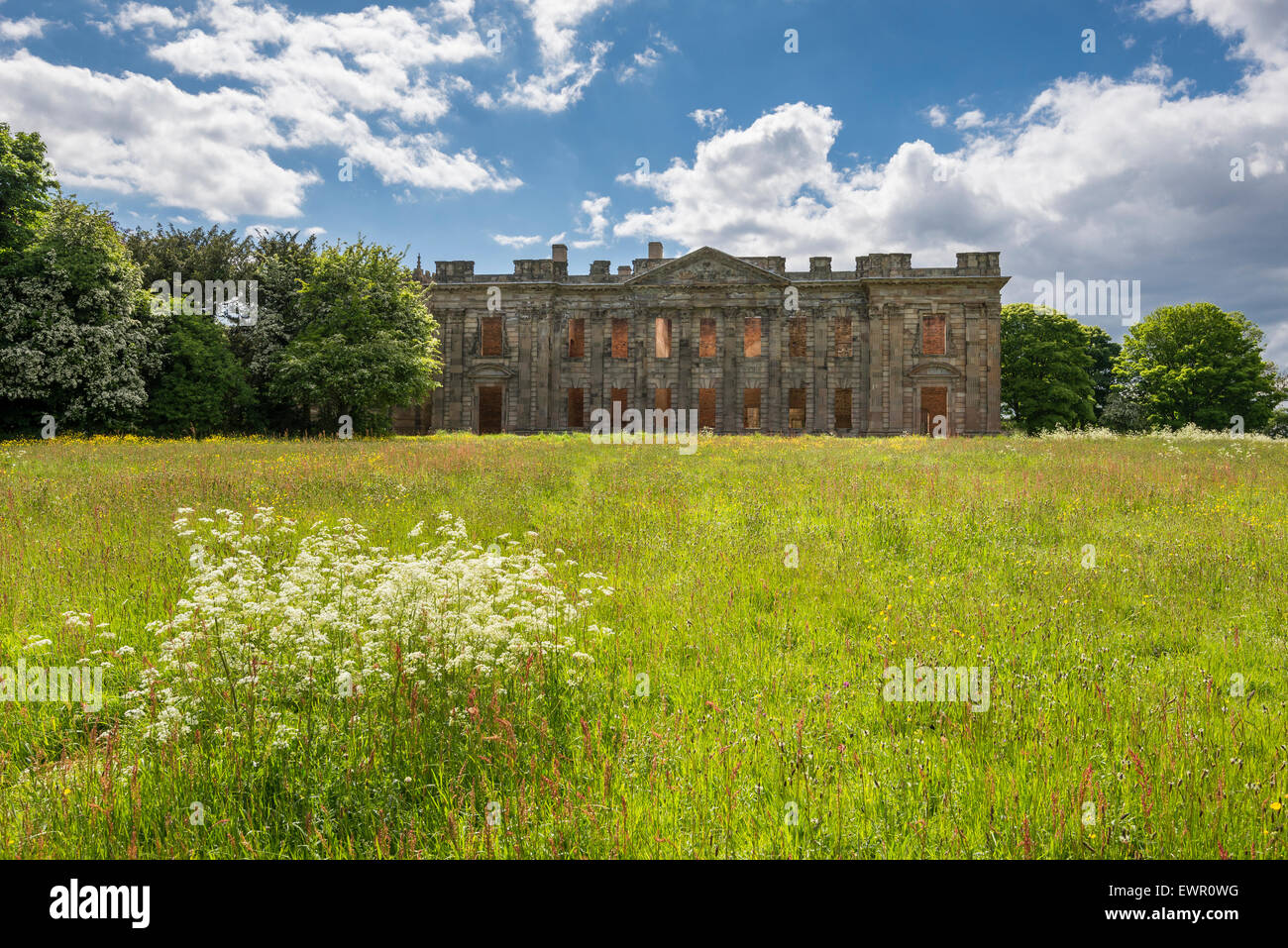 Sutton Scarsdale Hall. The ruin of a Stately home near Chesterfield in Derbyshire, England. Stock Photo