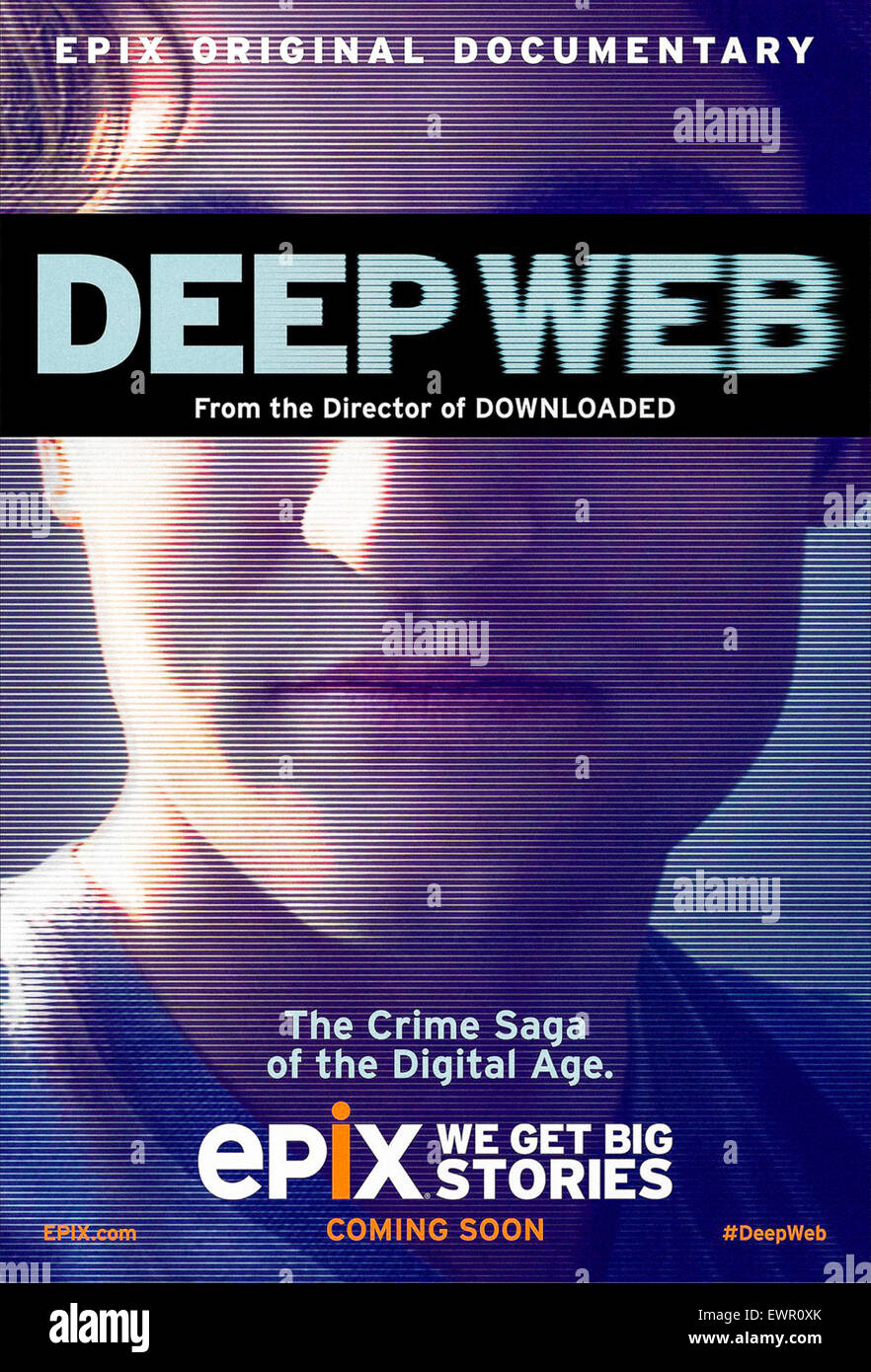 Poster for 'Deep Web' a documentary film about the illicit Silk Road marketplace for drugs and its curious libertarian community accessed anonymously via the dark web. The film explores the arrest and trial of Ross Ulbricht featuring interviews with hackers, cryptographers and law enforcement agents  Directed by Alex Winter, narrated by Keanu Reeve and released in 2015. Stock Photo