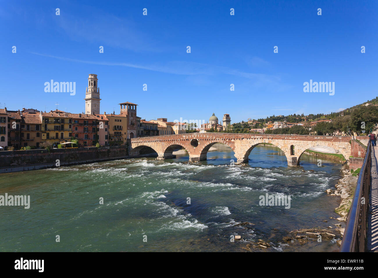 A view of Ponte Pietra, Verona panorama, Italy Stock Photo - Alamy