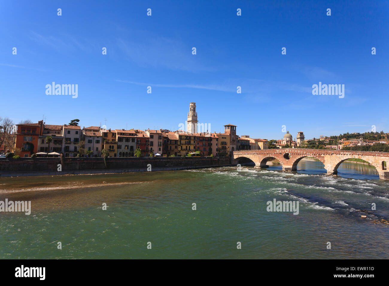 A view of Ponte Pietra, Verona panorama, Italy Stock Photo - Alamy