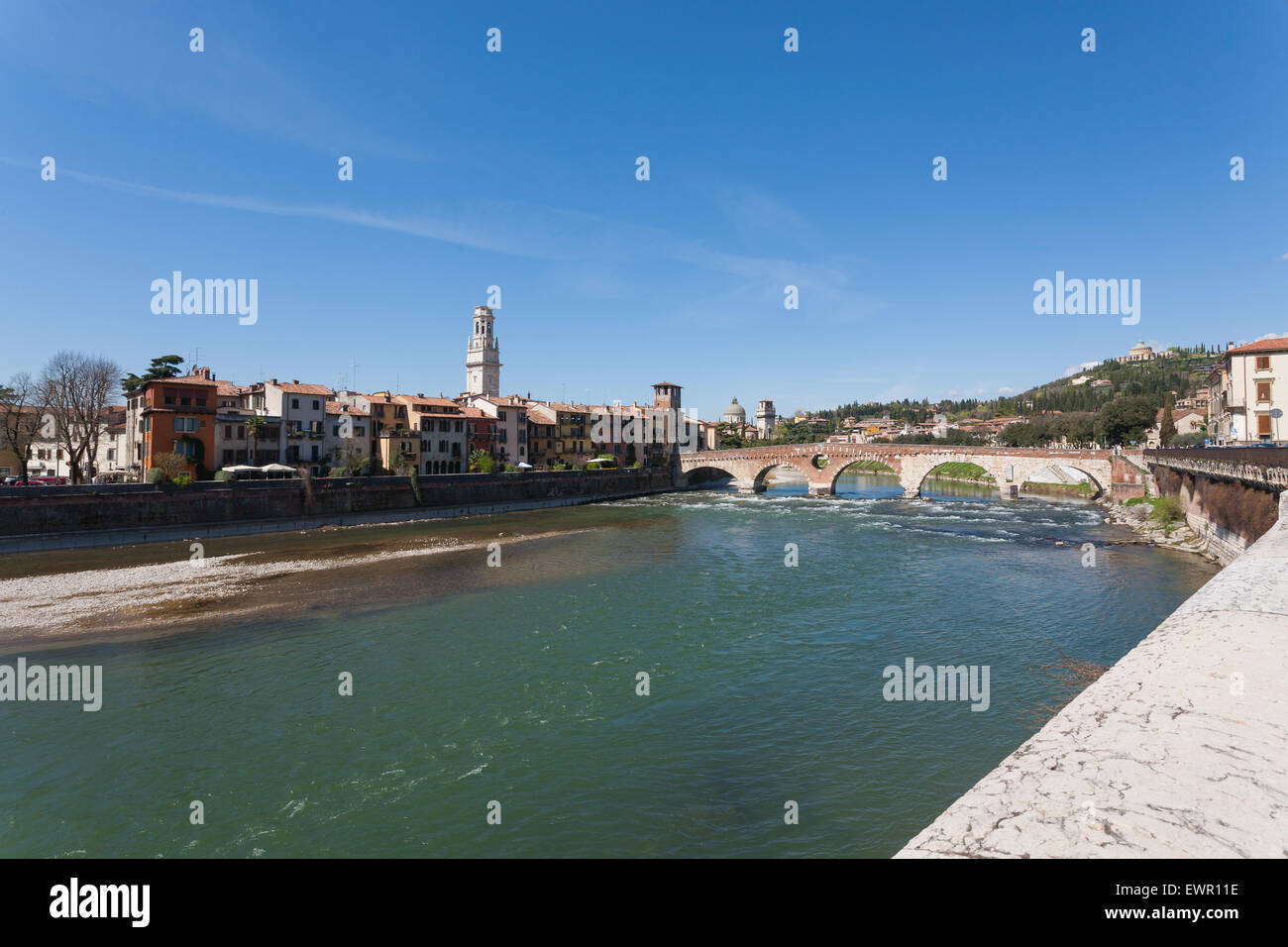 A view of Ponte Pietra, Verona panorama, Italy Stock Photo - Alamy