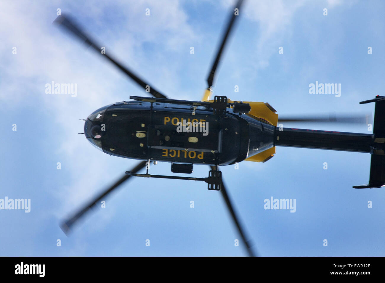 Police Helicopter in action. Stock Photo