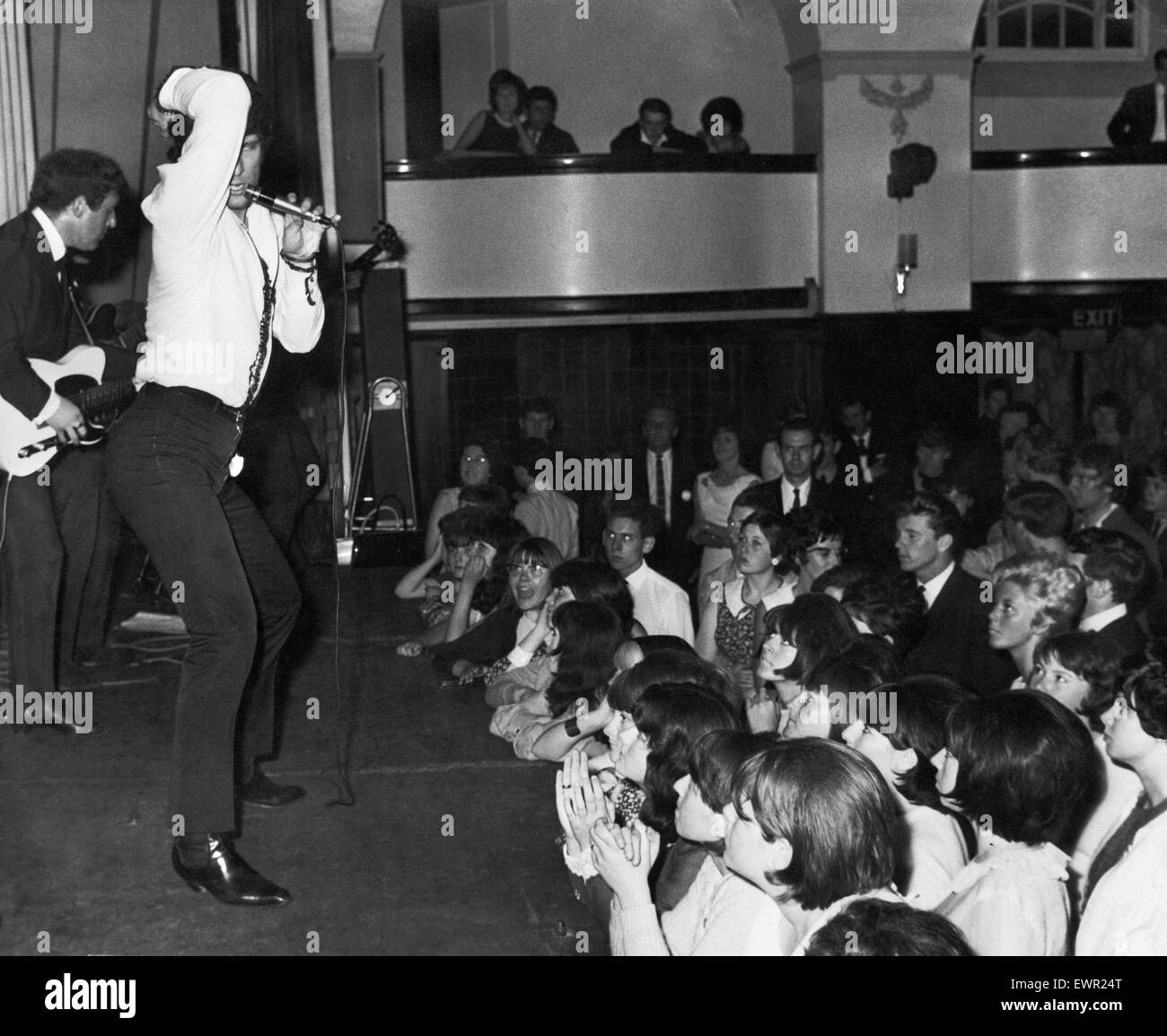 Tom Jones and his band performing at the Paget Rooms in Penarth.  7th July 1965. Stock Photo