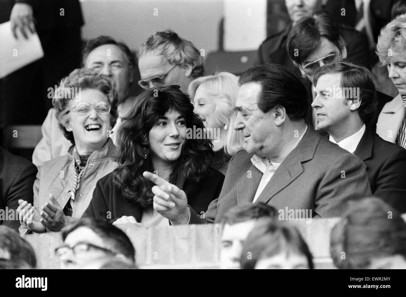 Robert Maxwell and his daughter Ghislaine watch the Oxford v Brighton football match.  13th October 1984. Stock Photo