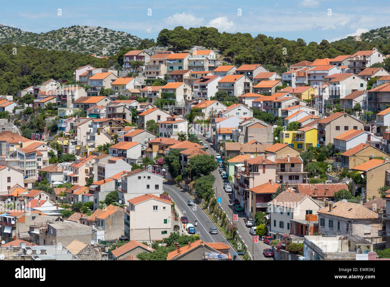 Sibenik, Sibenik-Knin County, Dalmatia, Croatia.  Houses and apartments. Stock Photo