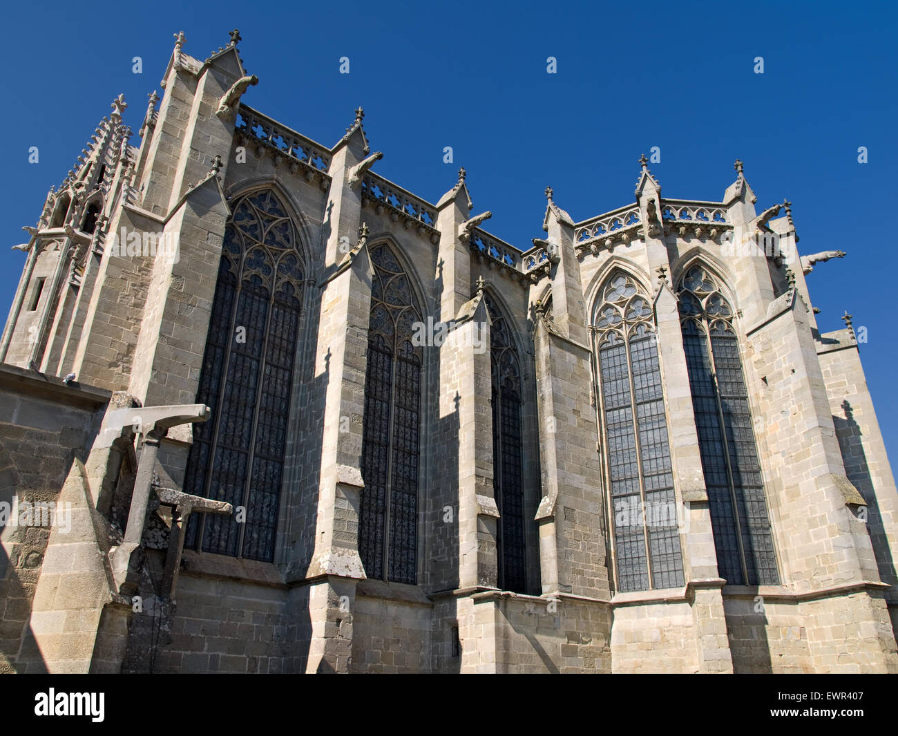 View of Basilica of St. Nazaire and St. Celse. A Gothic style church in Carcassonne. Languedoc-Roussillon. France. Stock Photo