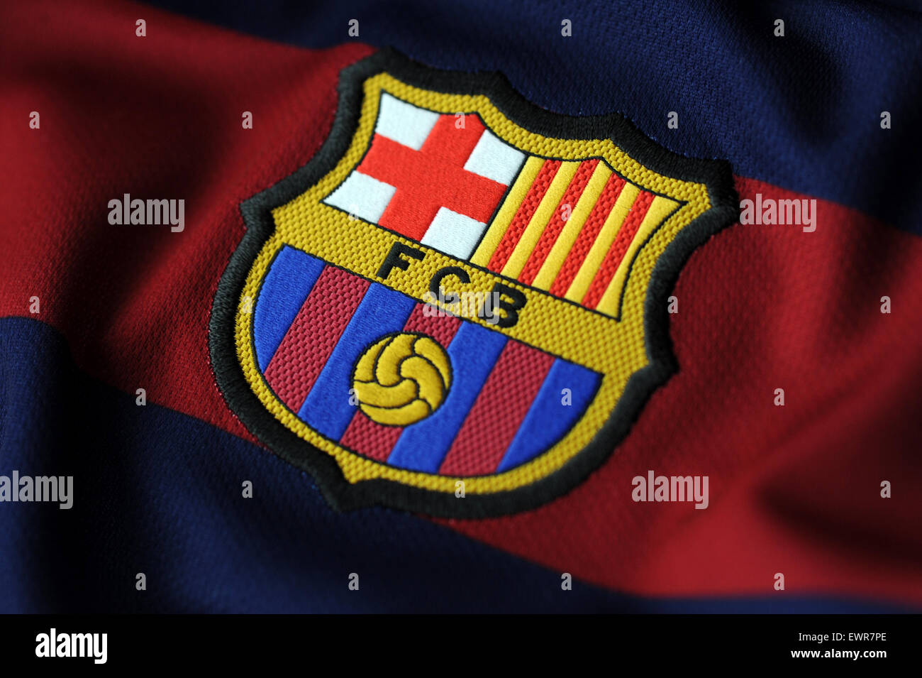 Close up of Futbol Club Barcelona jersey Stock Photo