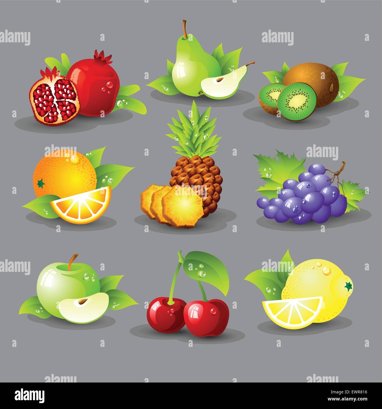 Fruit icon set. Vector Illustration Stock Vector Image & Art - Alamy
