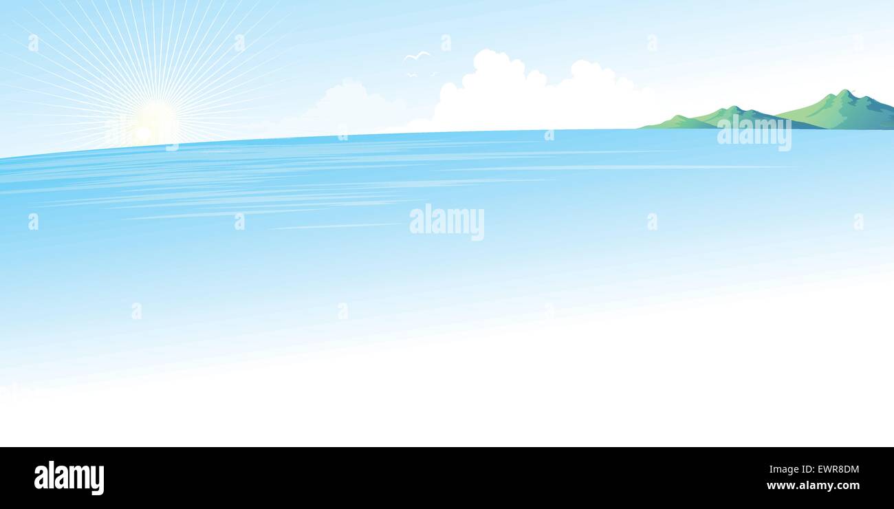 Summer blue sea landscape. Vector illustration Stock Vector Image & Art ...