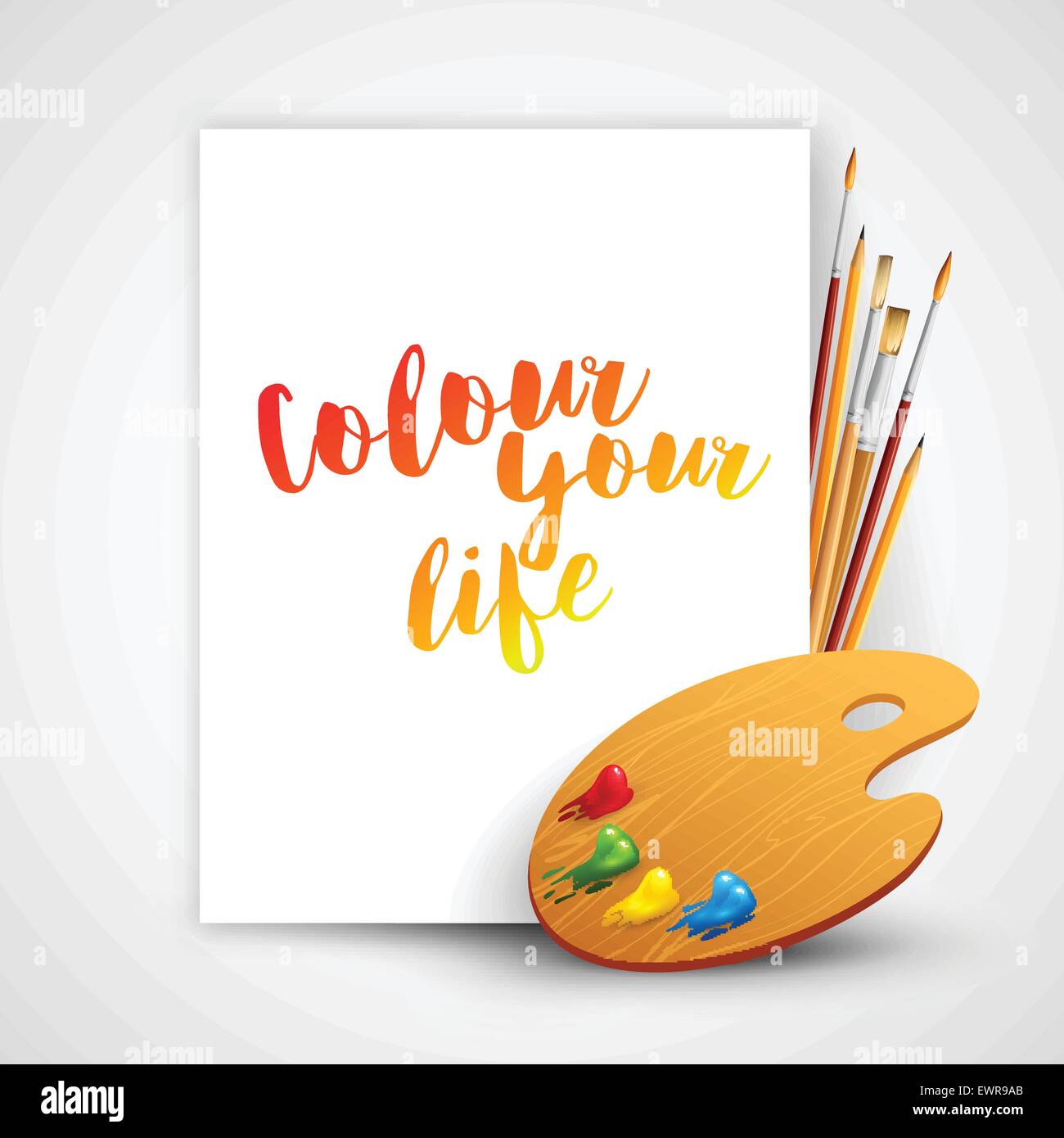 Art palette with paint brush and pencil tools for drawing. Vector ...