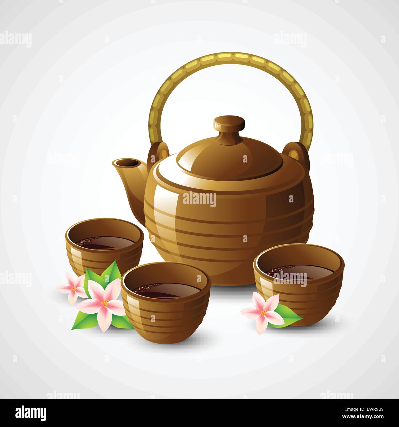 Teapot and cups. Vector illustration Stock Vector Image & Art Alamy