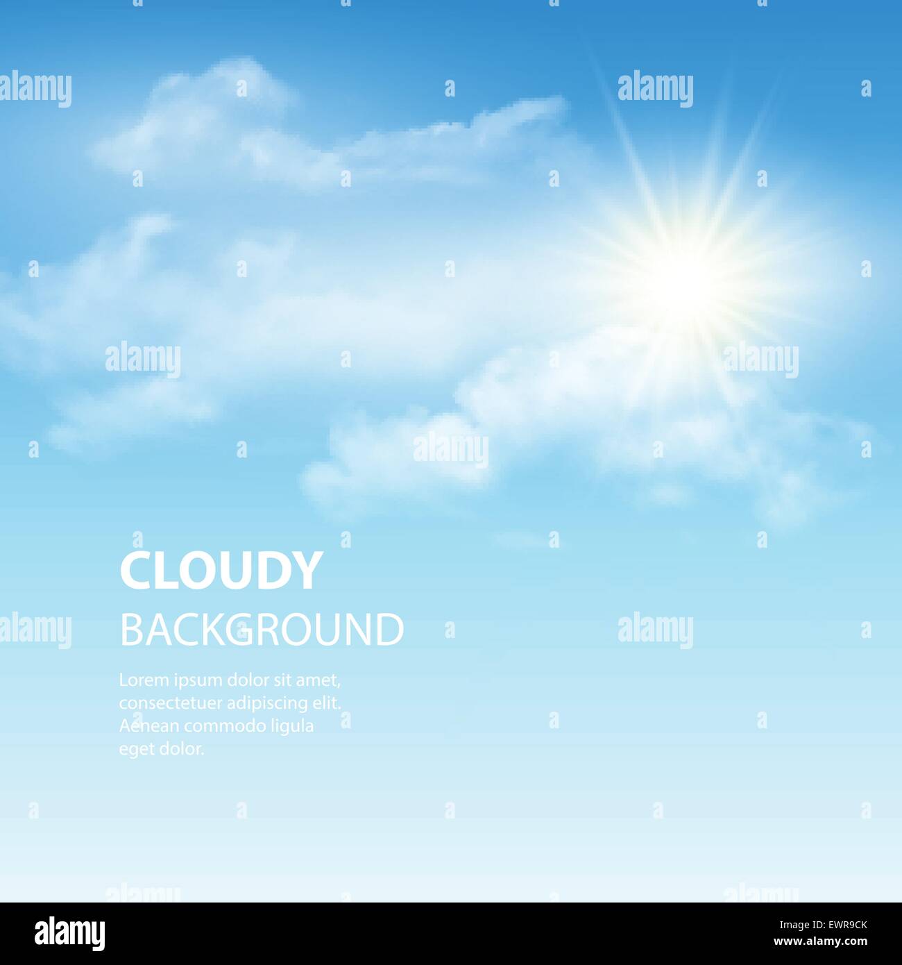 Blue sky background with tiny clouds. Vector illustration Stock Vector