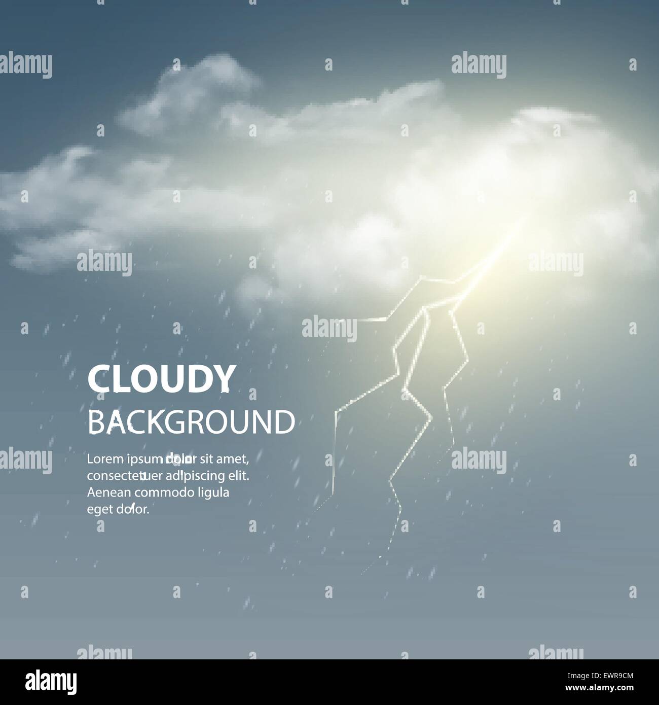 Thunderstorm Background With Cloud and Lightning, Vector Illustration ...