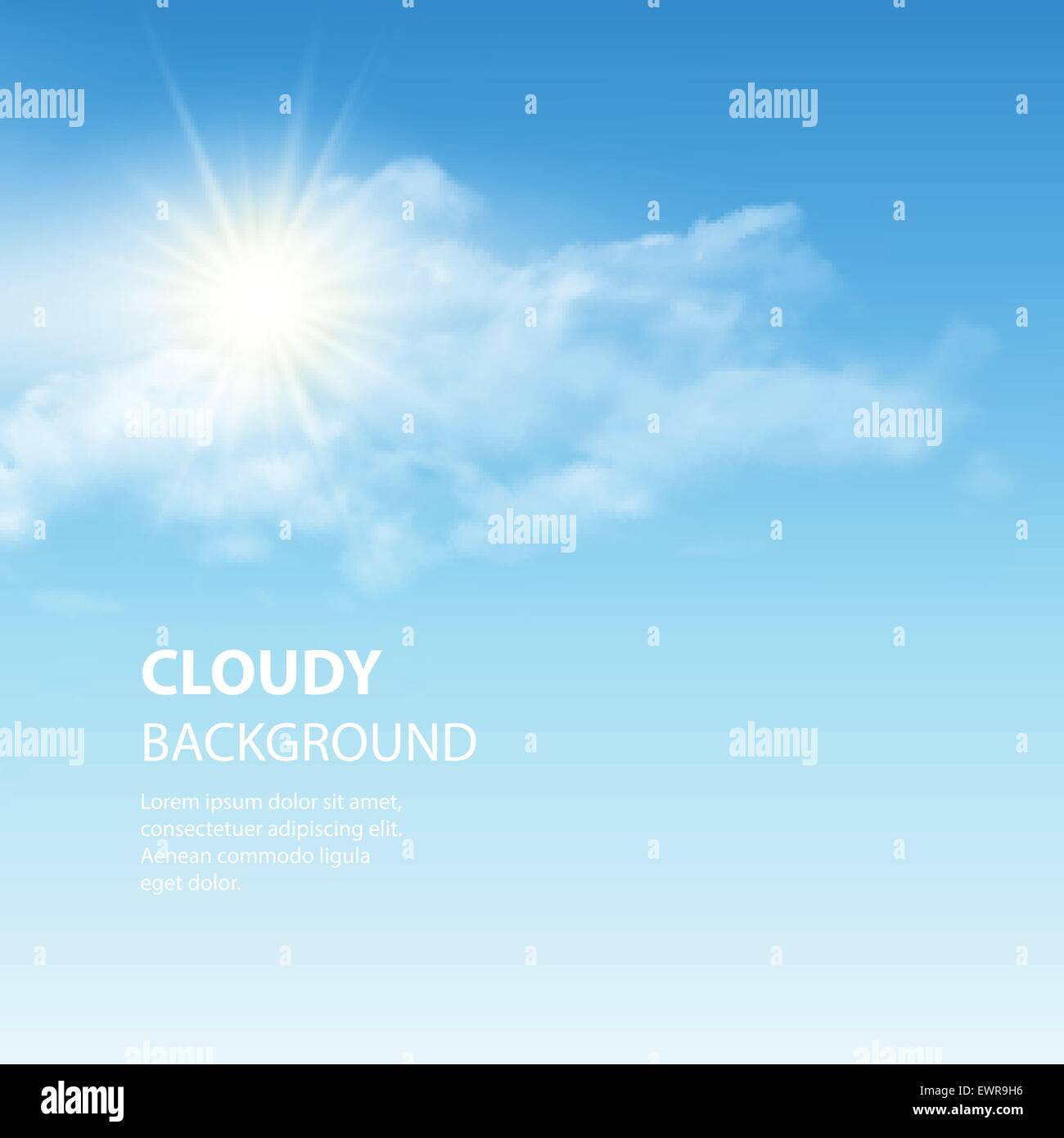 Blue sky background with tiny clouds. Vector illustration Stock Vector