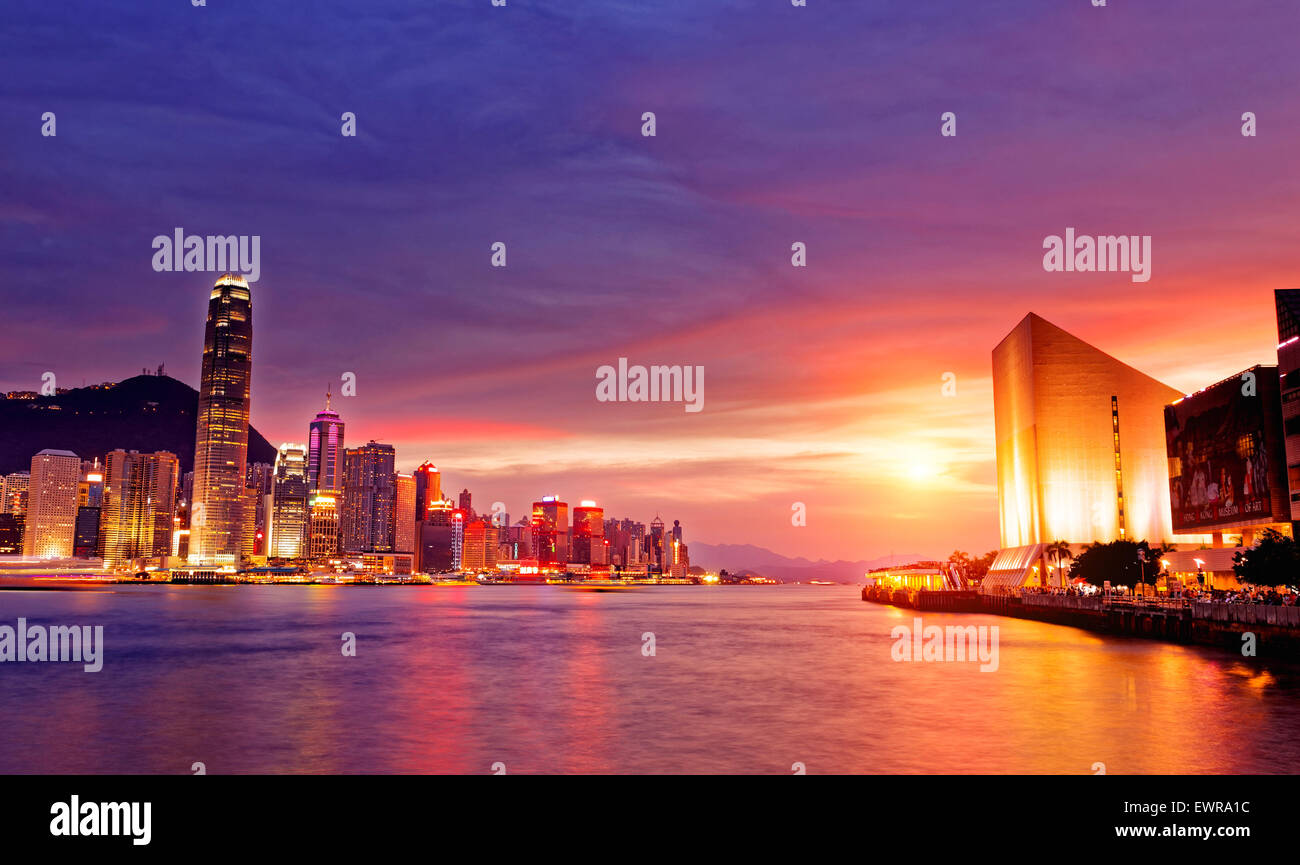 Beautiful HongKong cityscape at sunset, Hong kong city Stock Photo - Alamy