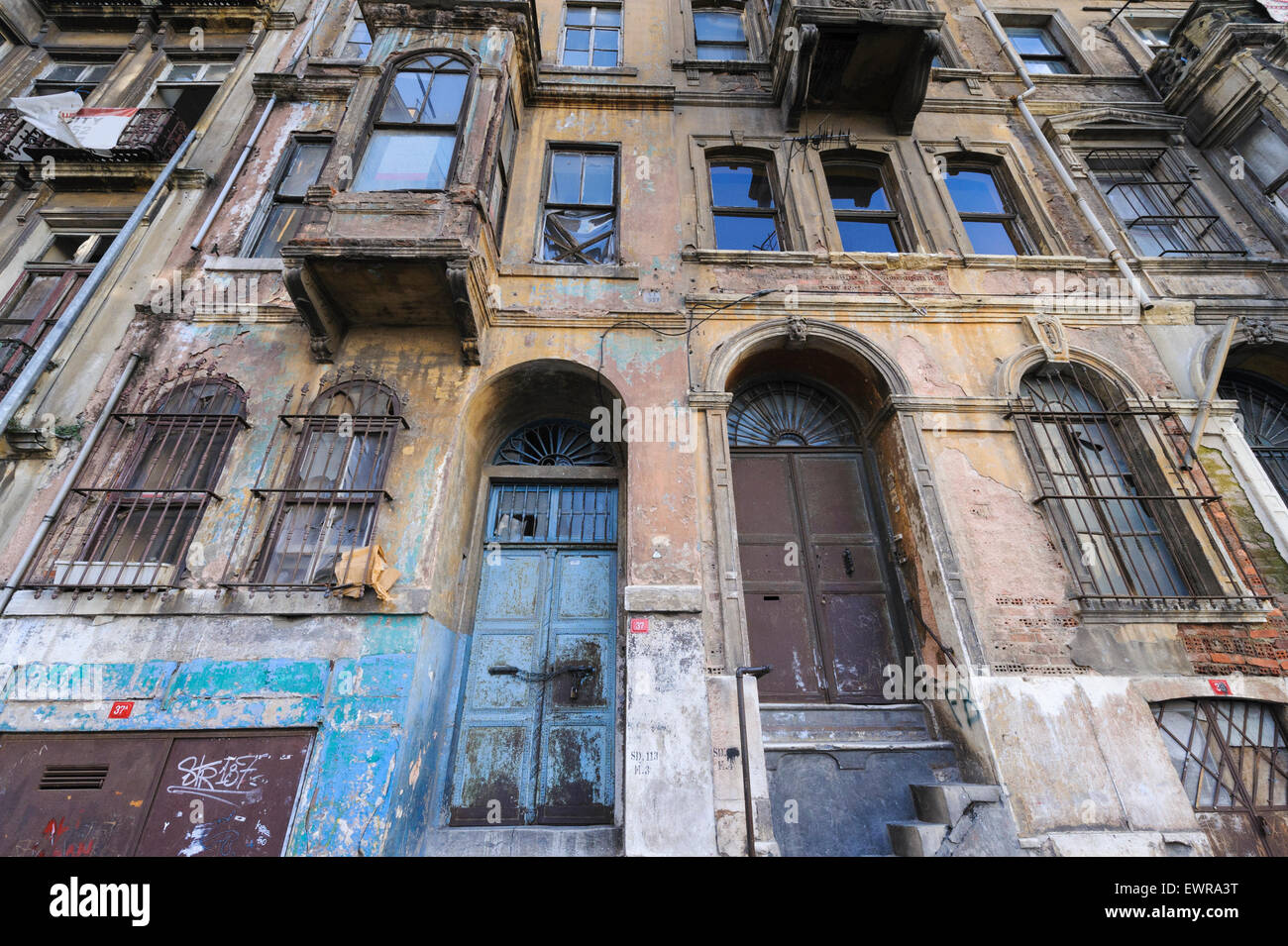 Derelict apartments in Istanbul Stock Photo