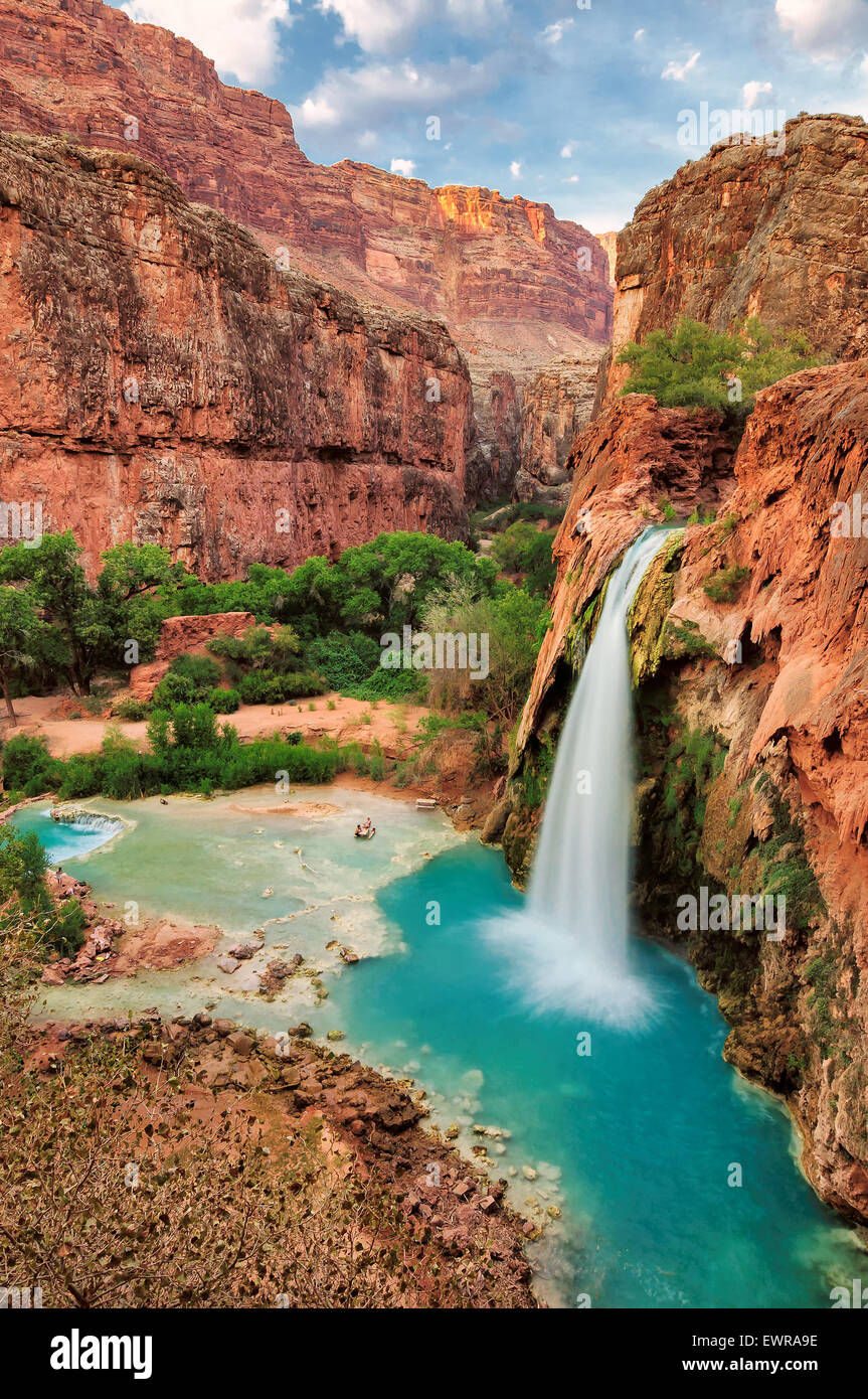 Havasu Falls, natural paradise in the Grand Canyon, Arizona Stock Photo