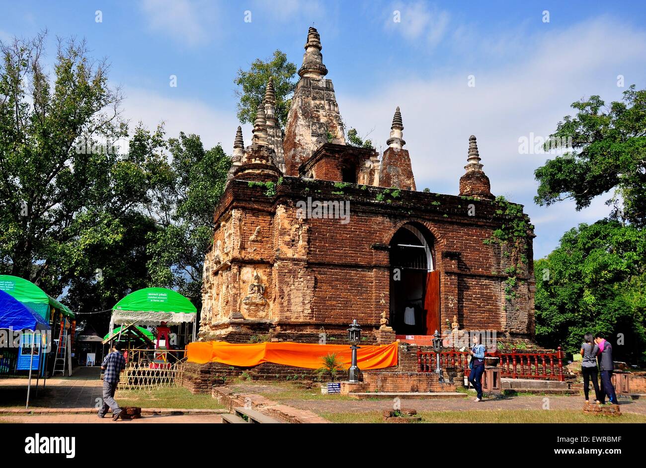 Chiang Mai, Thailand:  Ruins of  seven-spired brick Wat Ched Yod chedi modeled on the Mahabodi temple in Bodh Gay, India  * Stock Photo