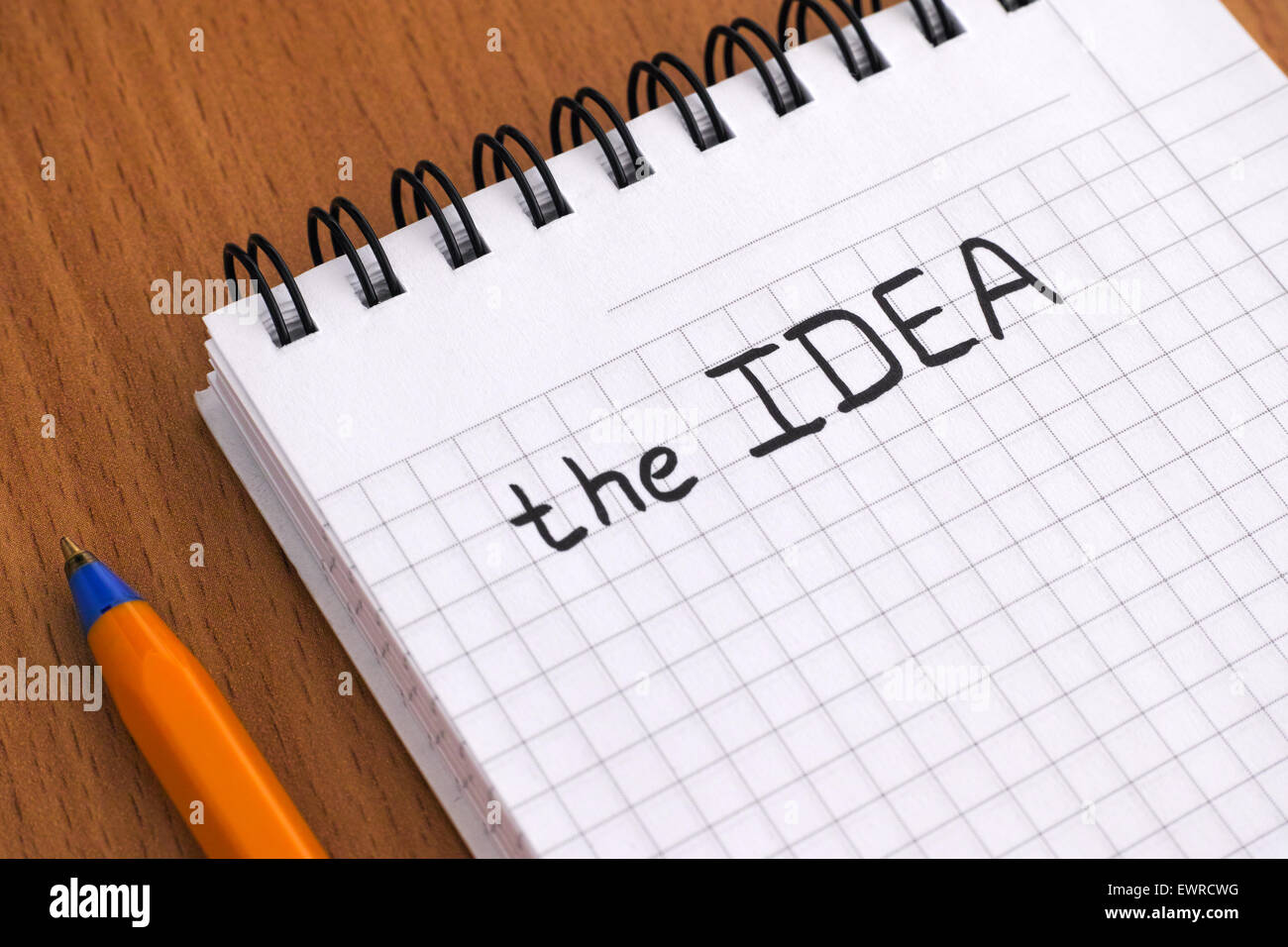 Words The Idea Written On White Note Pad With Ballpoint Pen Stock Photo Alamy