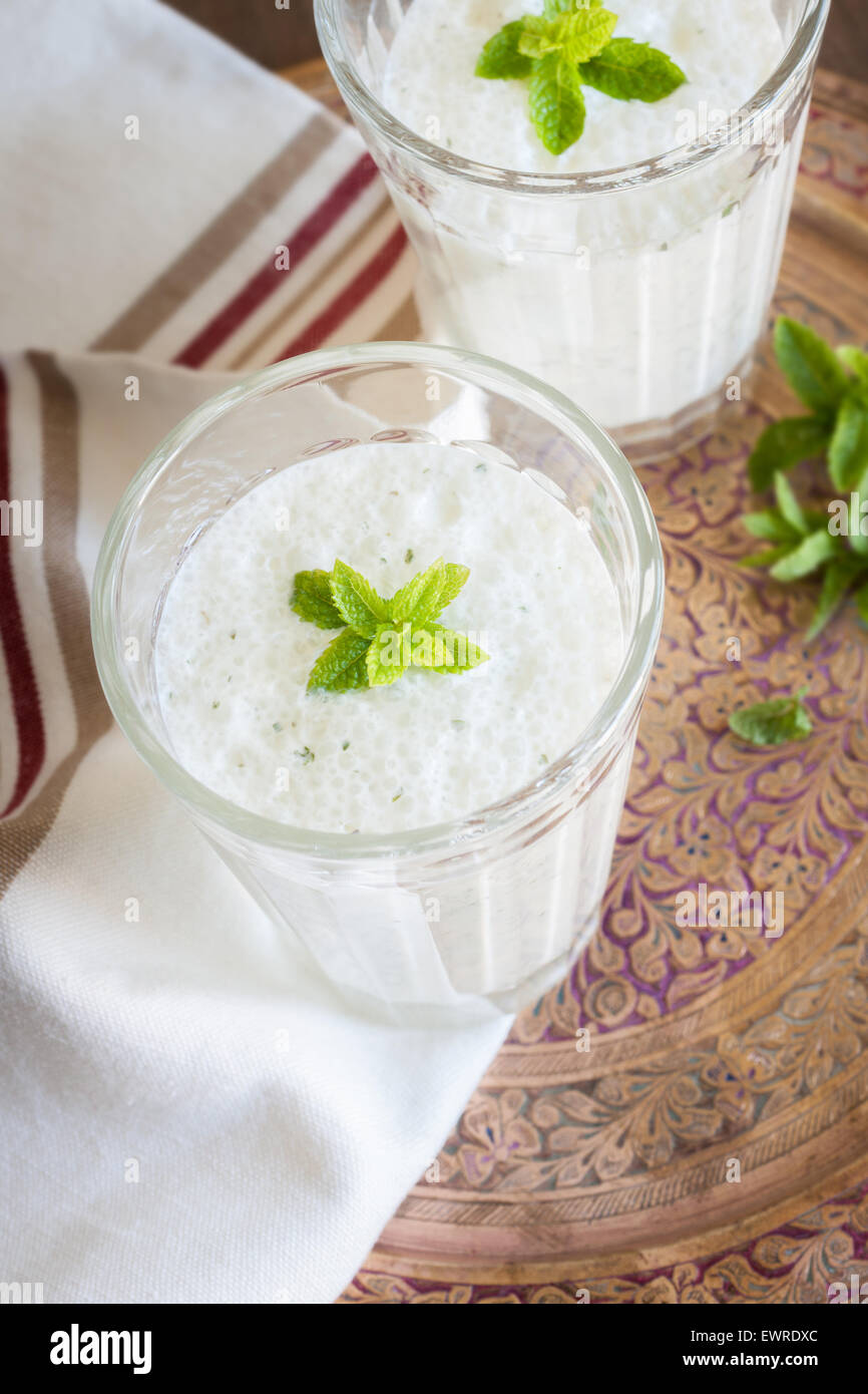 Salted Mint Lassi a popular yogurt drink throughout India made with