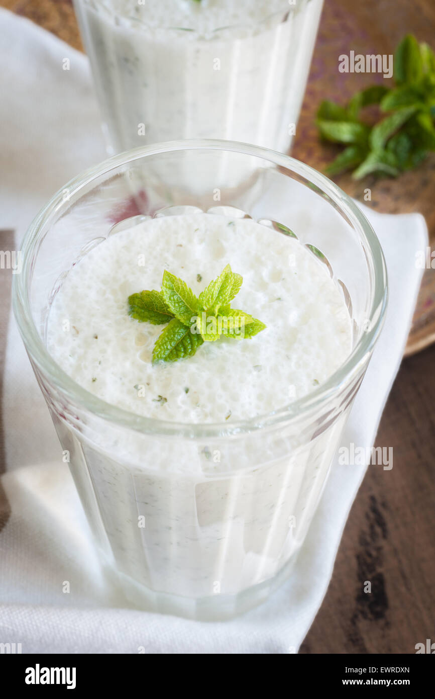 Salted Mint Lassi a popular yogurt drink throughout India made with