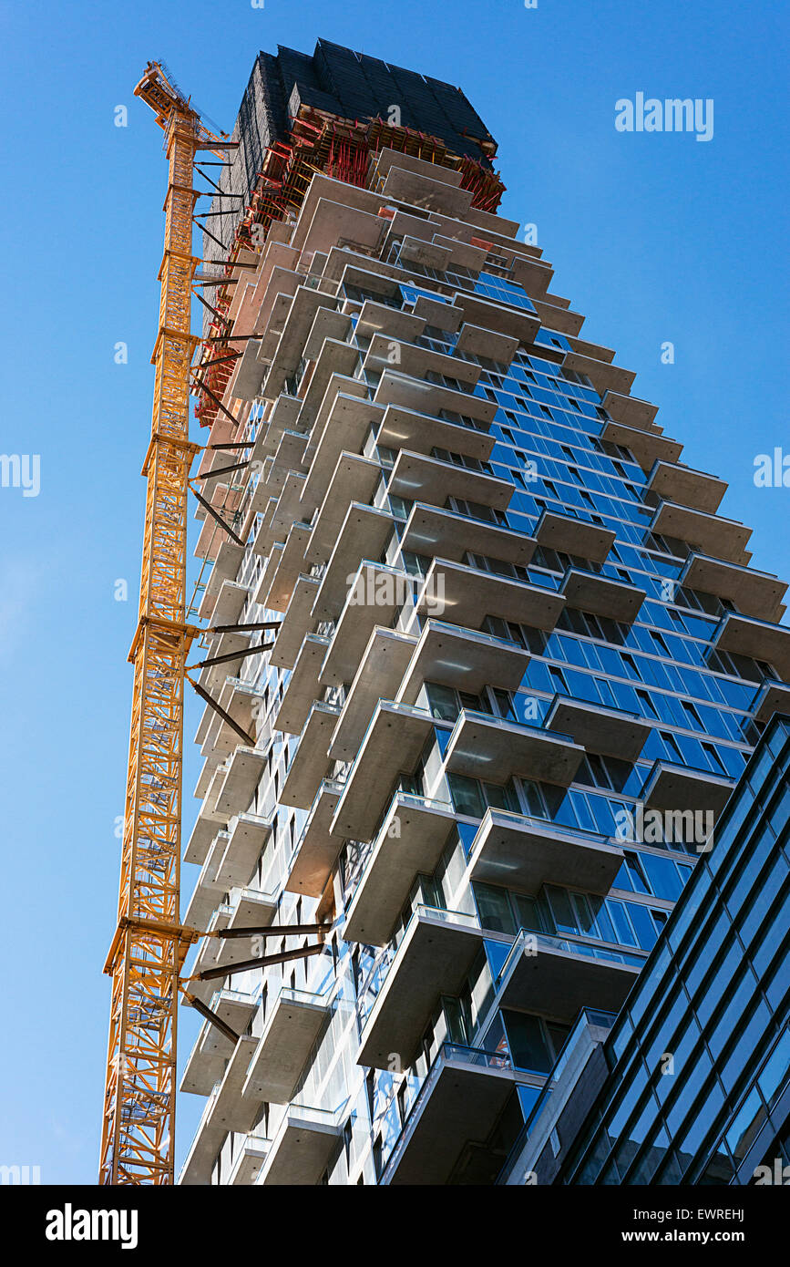 Building real estate in New York city. The building of the 56 Leonard Street Condos in the Tribeca neighborhood of Manhattan. Stock Photo