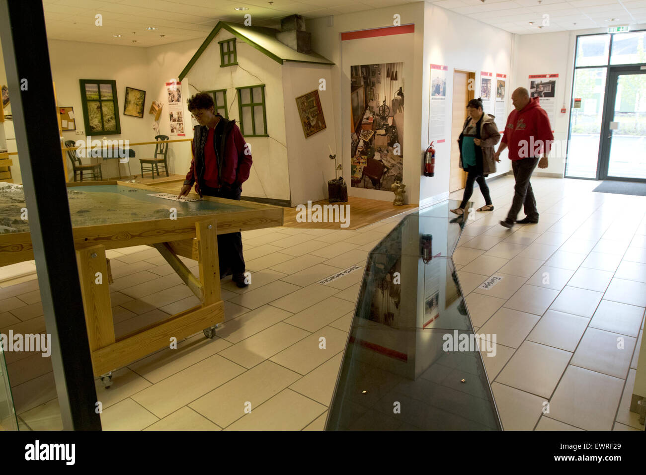 earthquake exhibition and continental fissure in hveragerdi Sunnumörk shopping centre Iceland Stock Photo