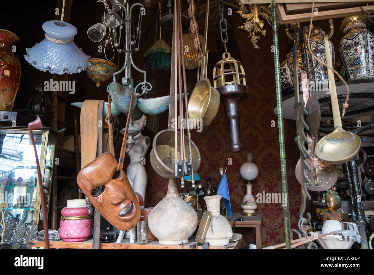 architectural,salvage,Secondhand used recycling vintage goods at flea market,St.-Ouen de, Clignancourt, Paris,France.Old French goods,produce,antiques Stock Photo