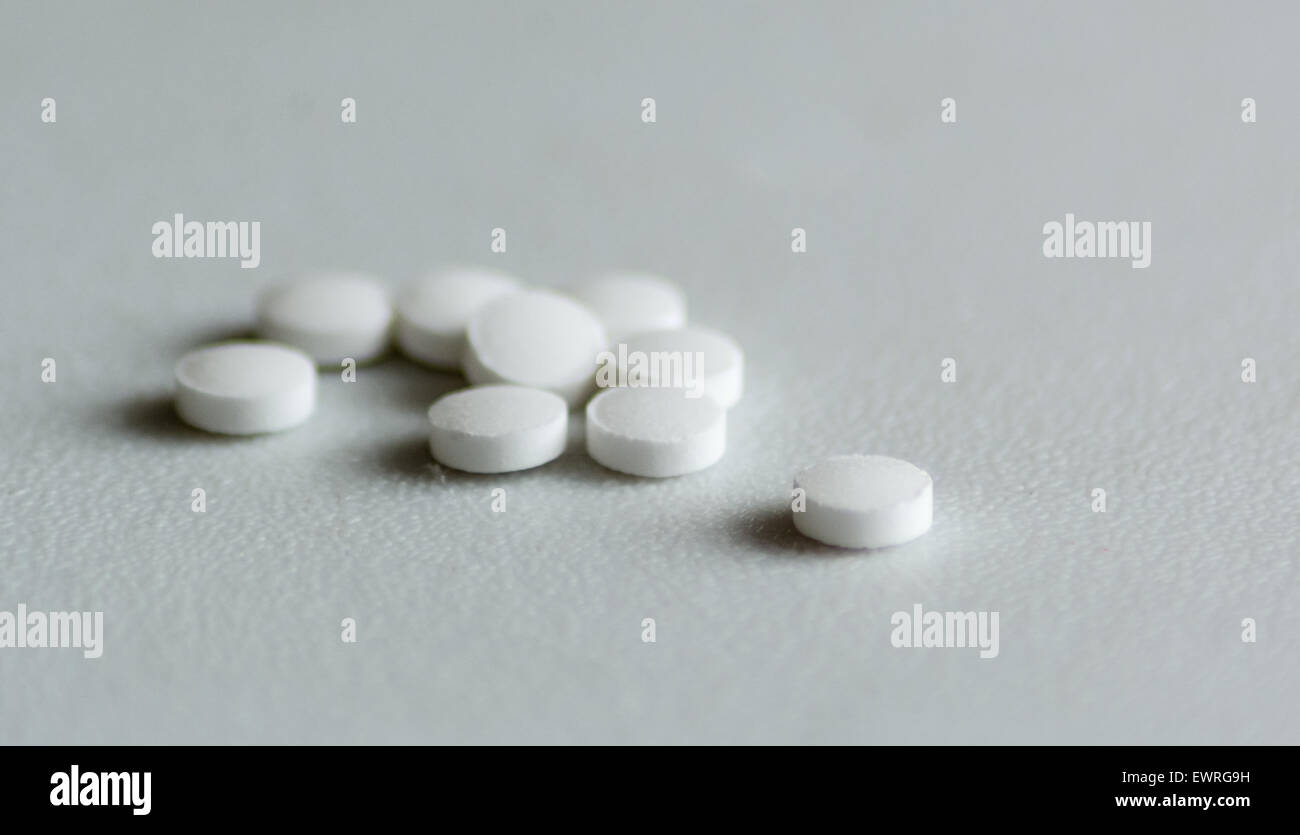 a group of sweetener pills Stock Photo