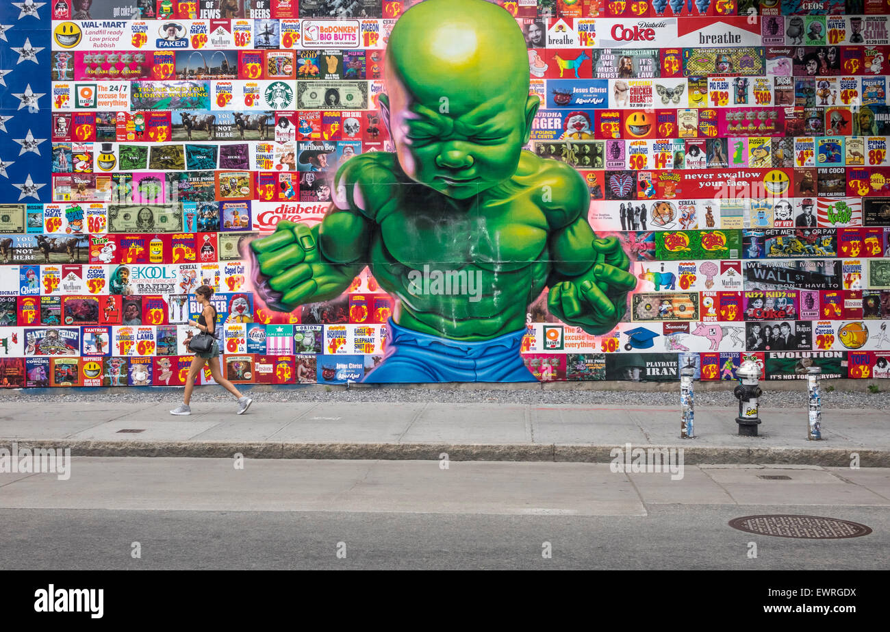 Temper Tot mural on Houston Street in New York City Stock Photo