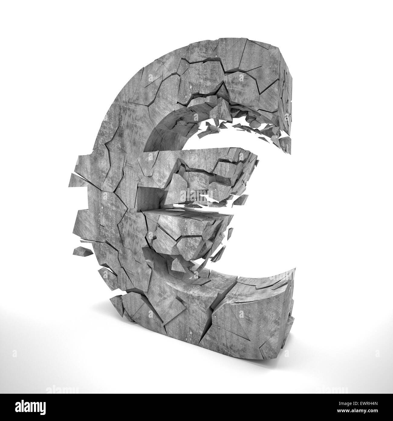 3d image of broken euro symbol Stock Photo