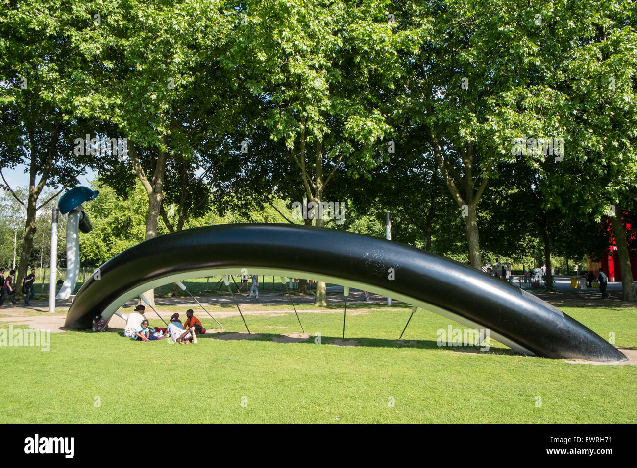 Parc de la Villette,science and cultural zone,district, including City of Science and industry,gardens,follies,concert venues. Stock Photo