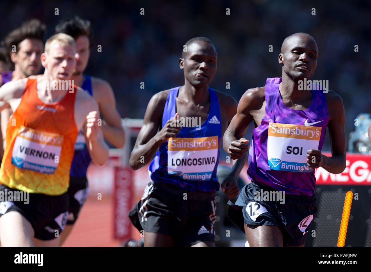Edwin Cheruiyot SOI, Thomas Pkemei LONGOSIWA, Men's 5000m, IAAF Diamond League 2015, Alexander Stadium, Birmingham, UK, 7th June 2015. Stock Photo
