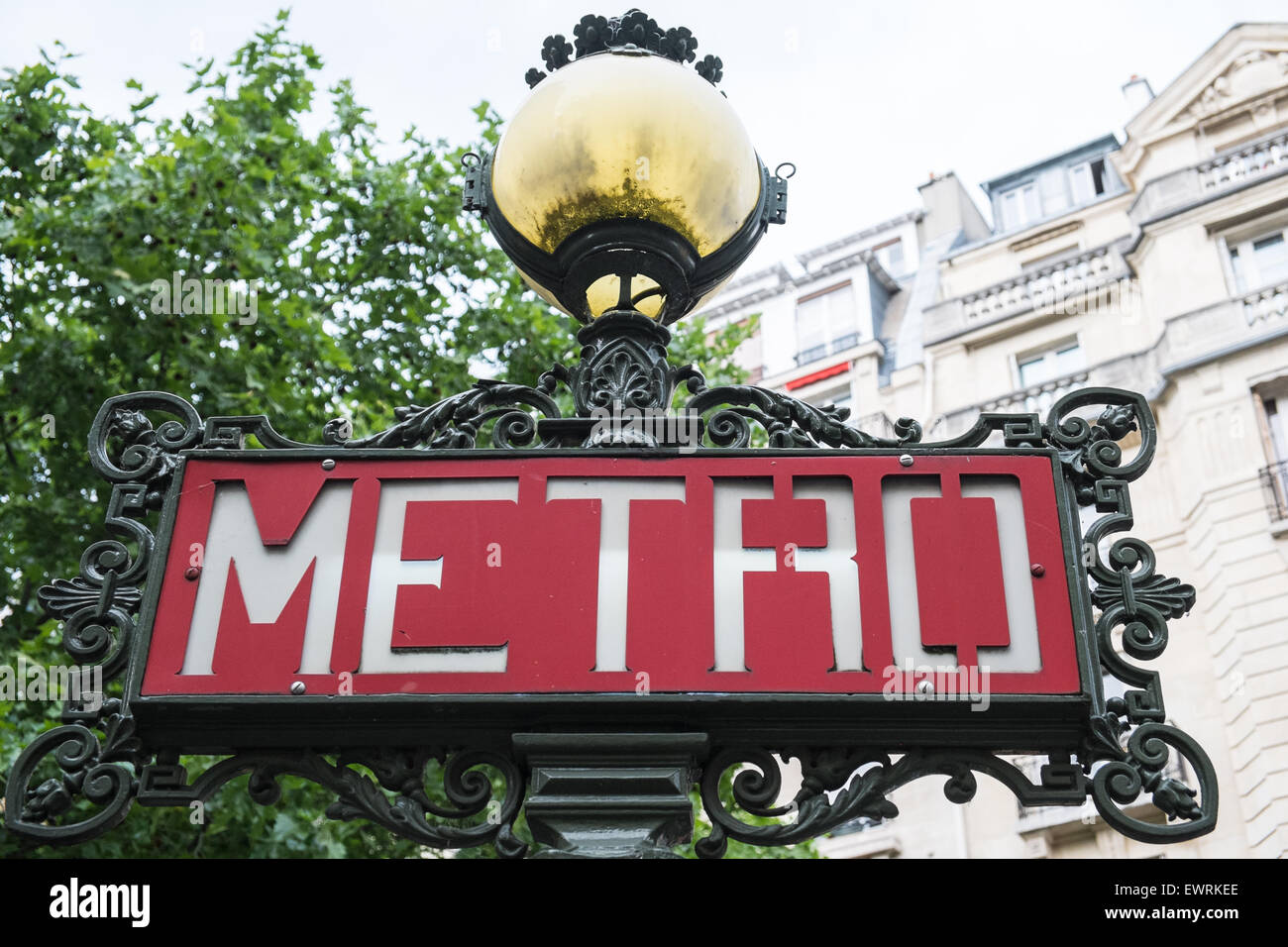 Subway,metro,entrance,Metro sign. Paris,France,French,design Stock