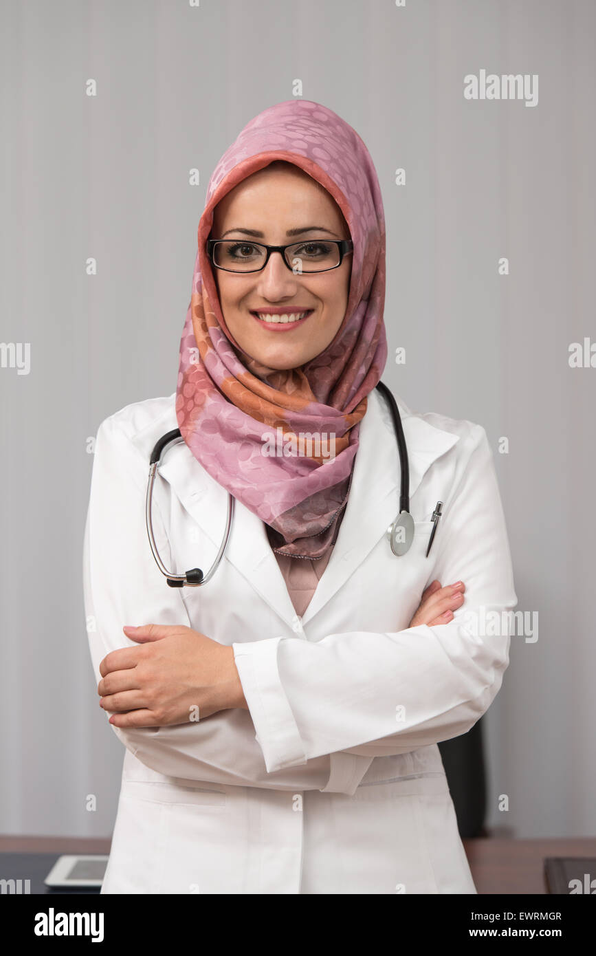 Portrait Of Smiling Muslim Female Doctor Stock Photo Alamy