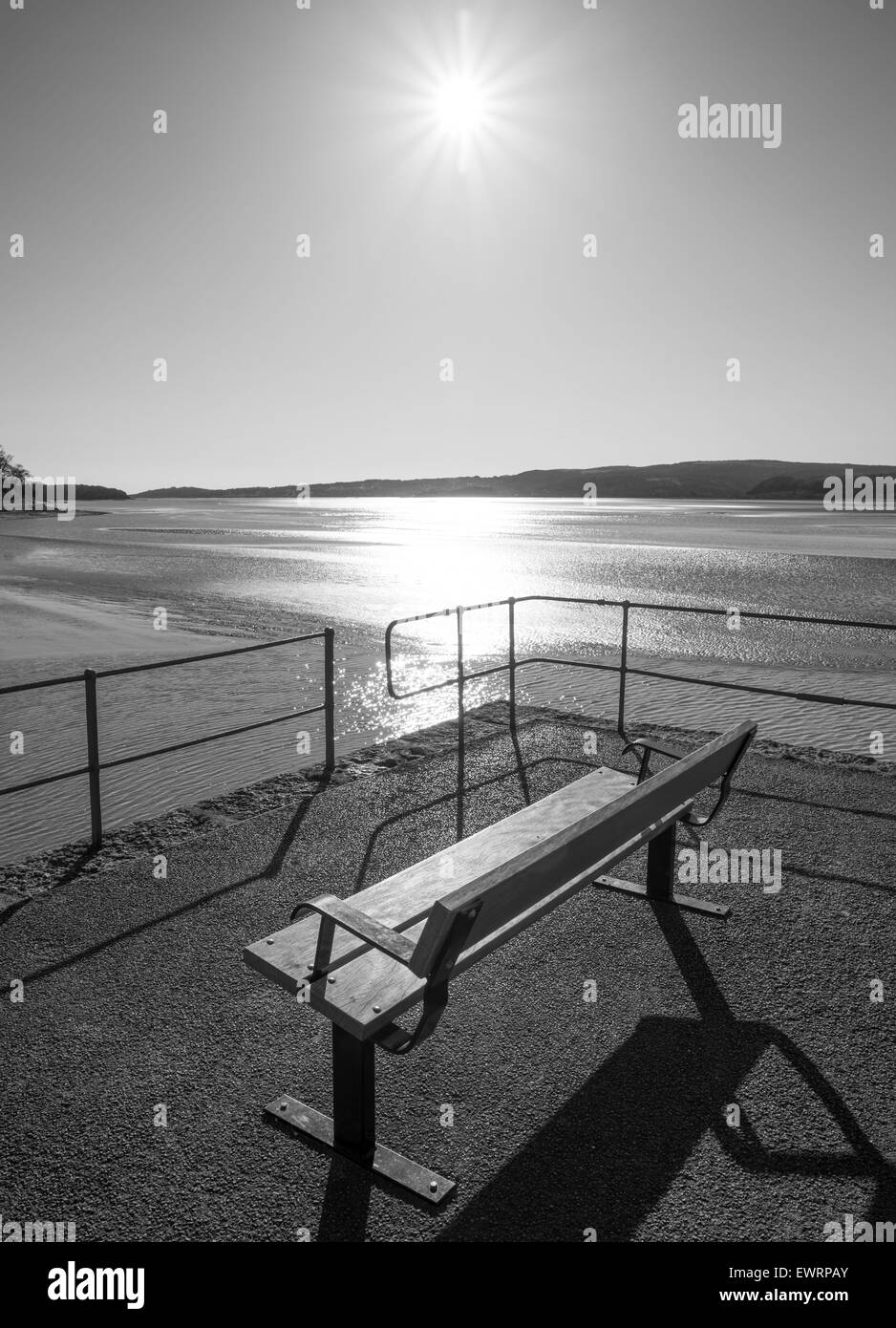 Bench in Arnside, Cumbria. Stock Photo