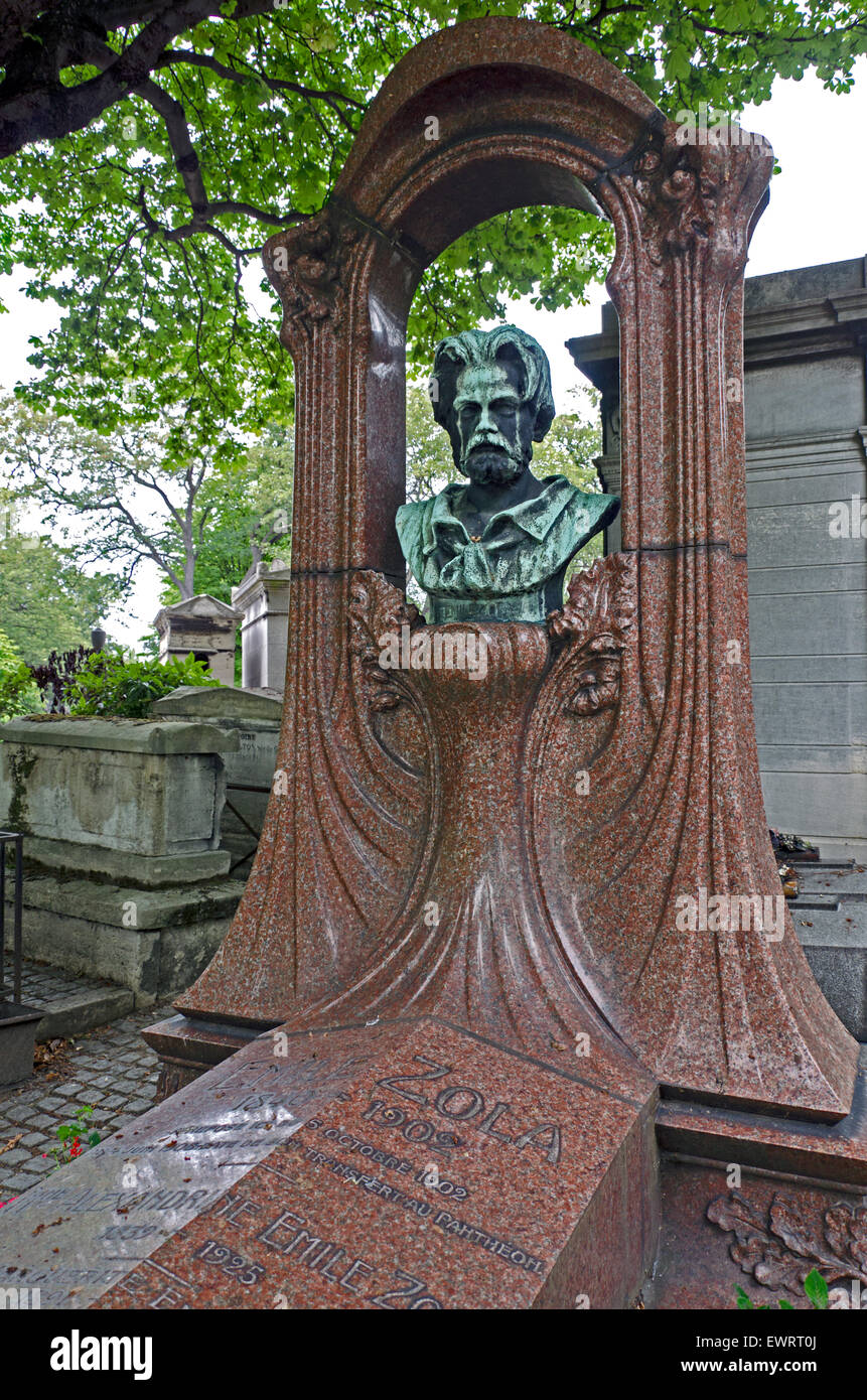 The Zola family grave at cimetière Montmartre;the remains of  Émile Zola are now interred in the Panthéon. Stock Photo