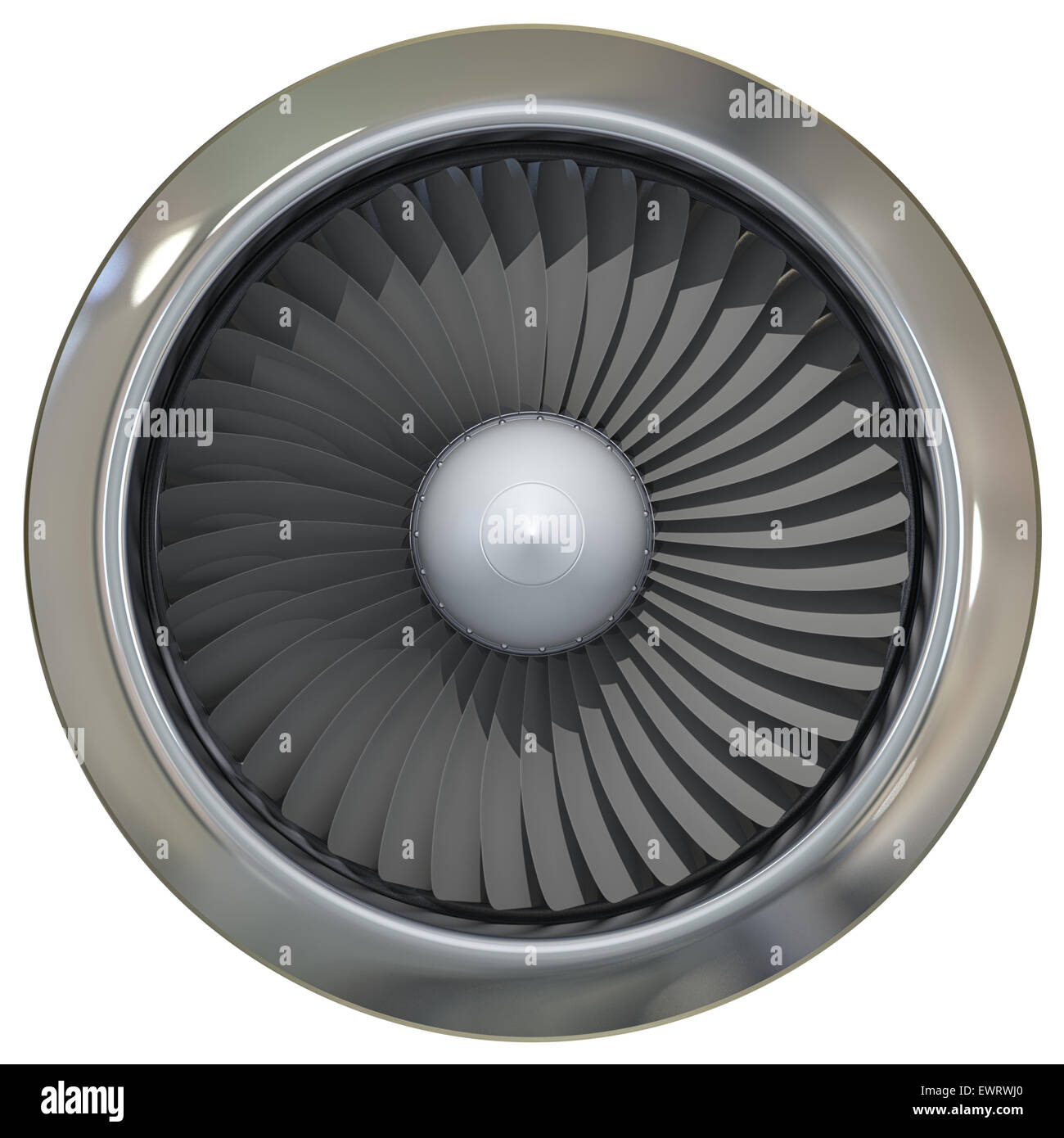 Jet engine, turbine blades of airplane, 3d illustration Stock Photo