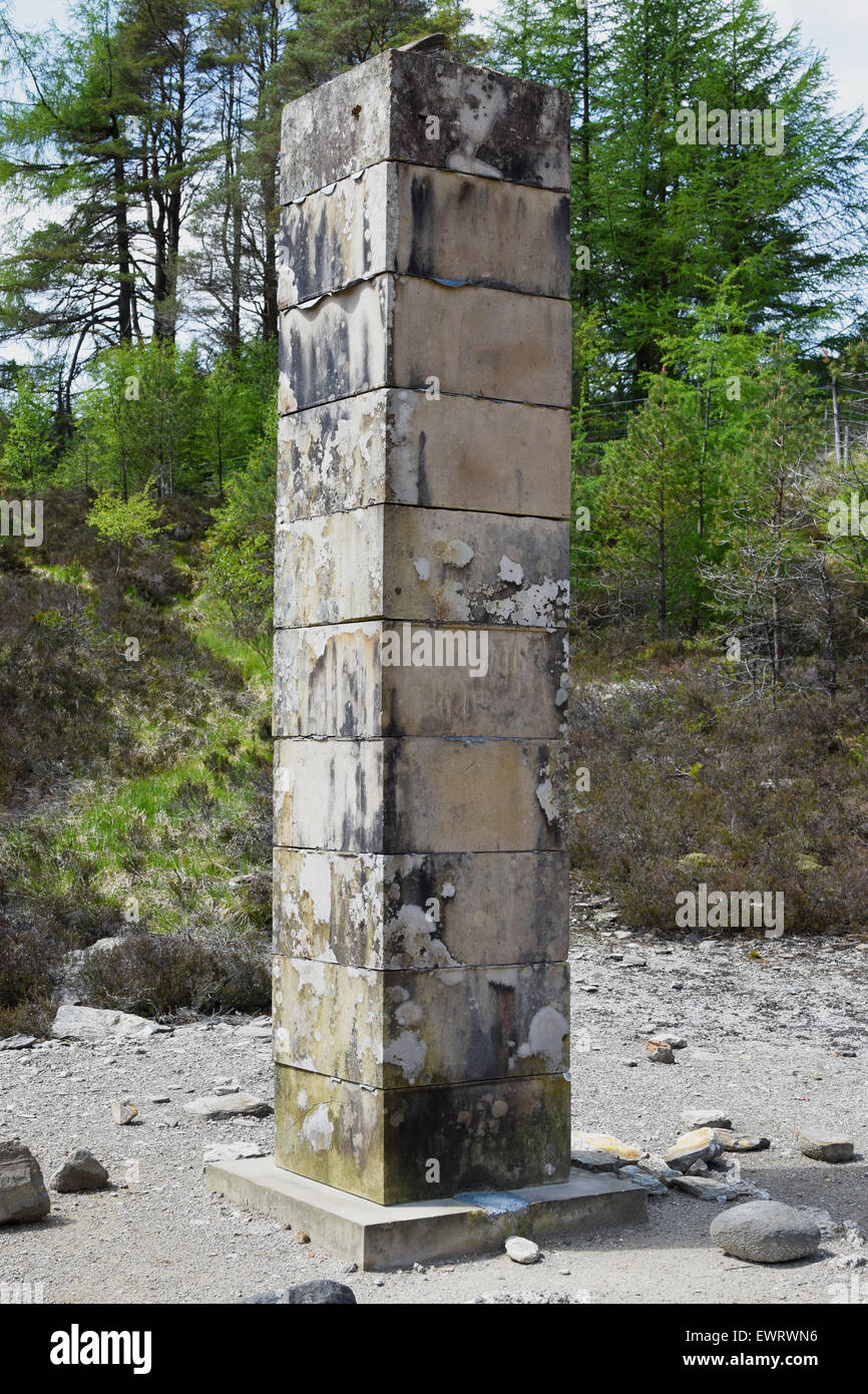 Stone sculpture on the site of a former lead mine in Tyndrum, Scottish Highlands. Stock Photo