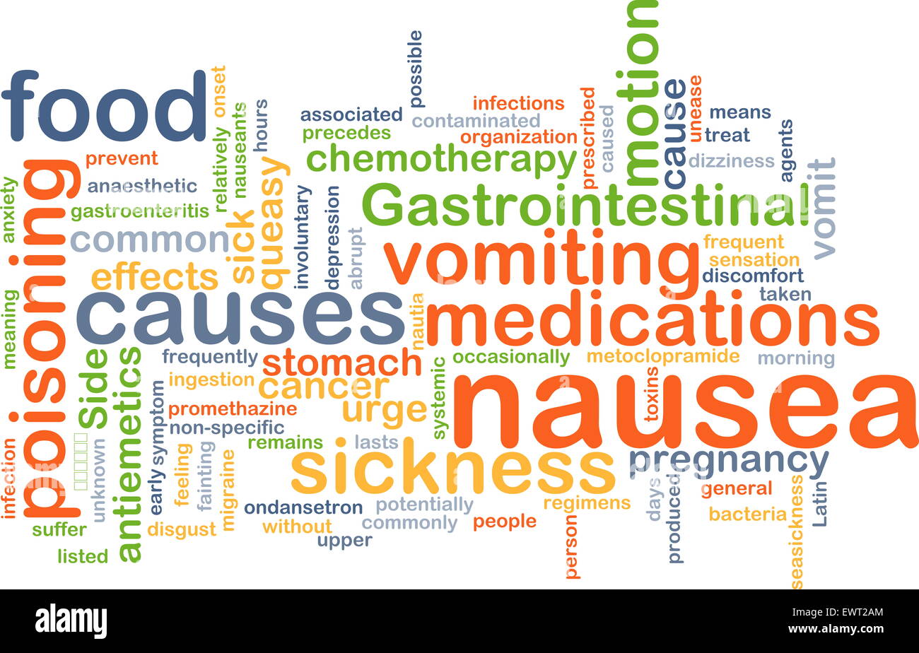 Background concept wordcloud illustration of nausea Stock Photo Alamy