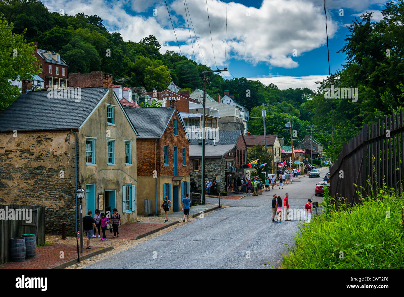 Historic buildings along Potomac Street in Harpers Ferry, West Virginia