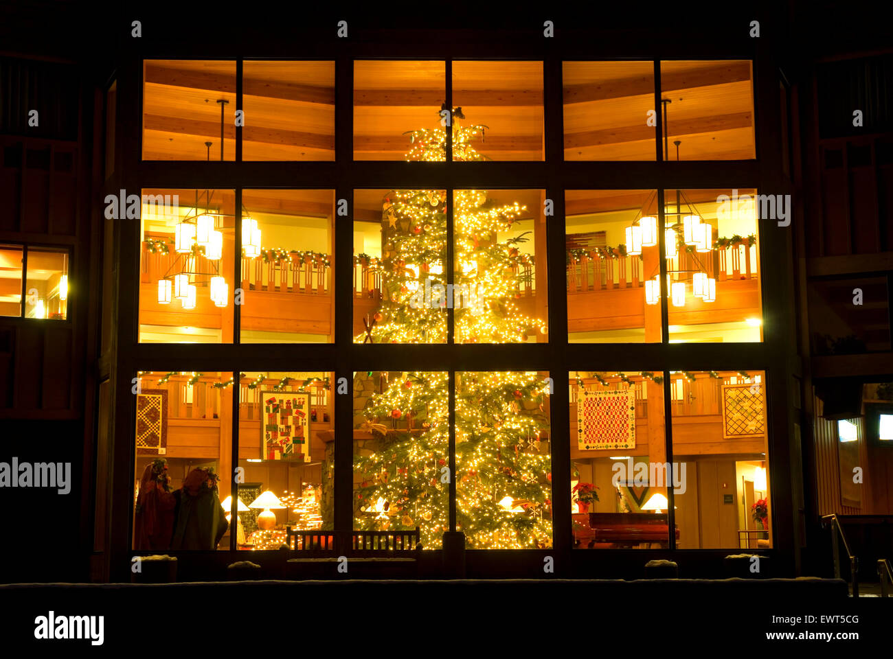 Skamania Lodge with Christmas lights, Columbia River National