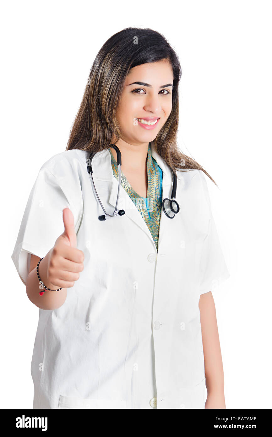 1 indian woman doctor Thumbs Up Showing Stock Photo - Alamy