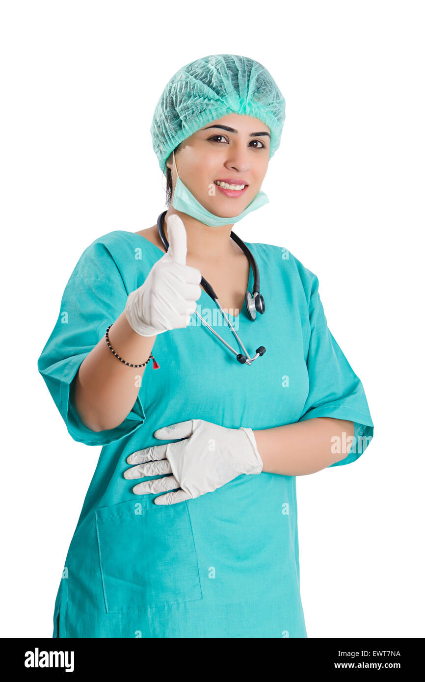 1 indian woman Surgeon doctor Surgical Cap showing Stock Photo Alamy