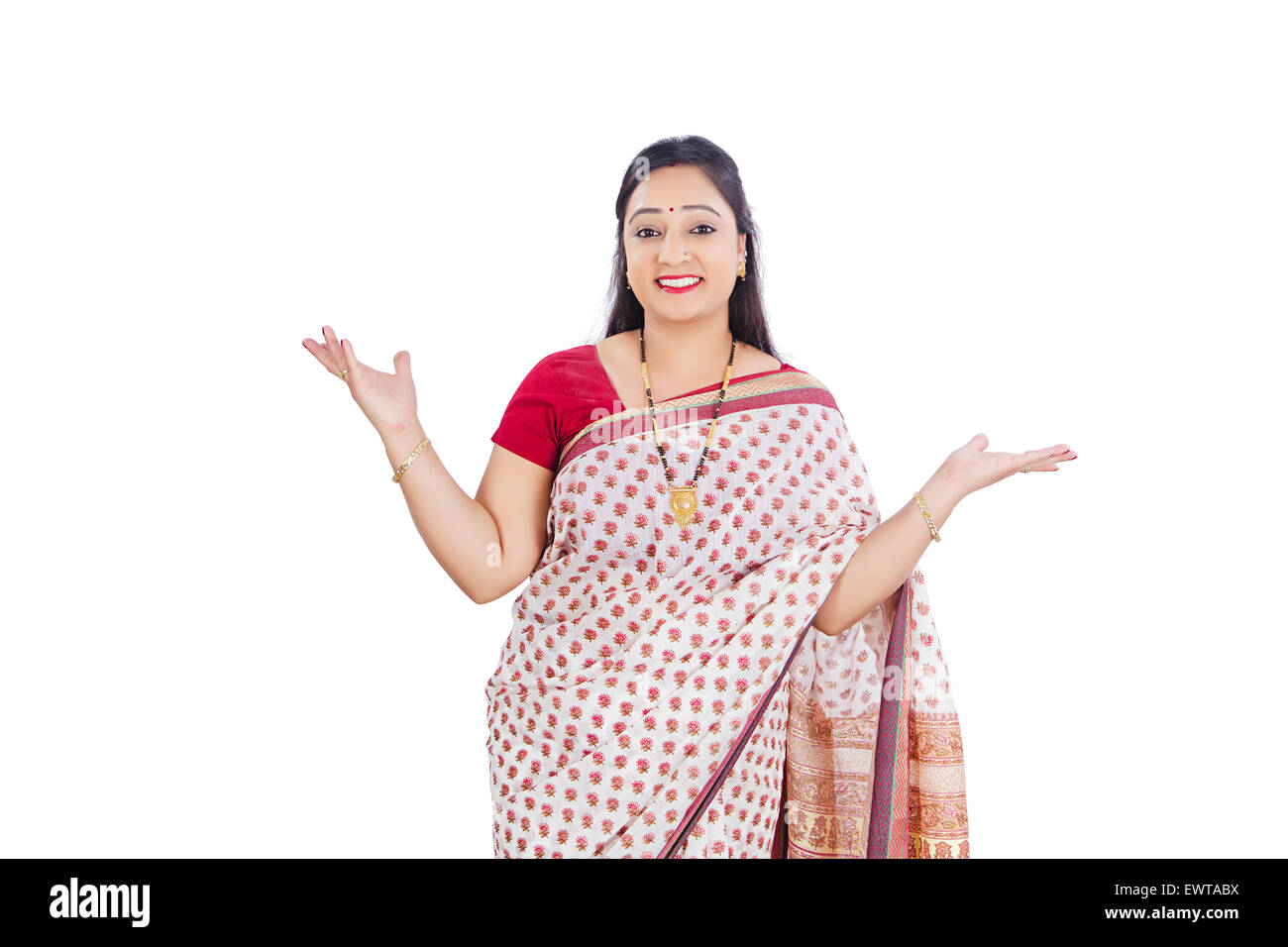 1 indian Woman Hands showing Stock Photo