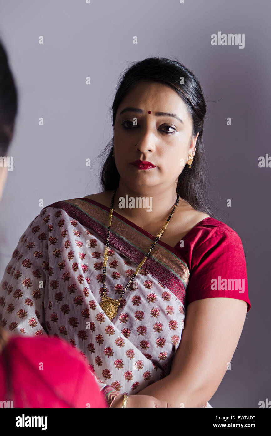 1 indian Housewife Woman Stress Stock Photo